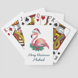Frohe Weihnachten Rosa Flamingo Personalisiert Spielkarten