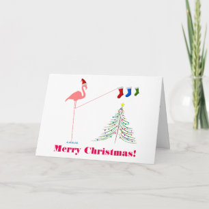 Frohe Weihnachten! - Rosa Flamingo-Silhouette Feiertagskarte