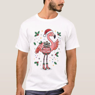 Frohe Weihnachten Rosa Flamingo Urlaub T-Shirt