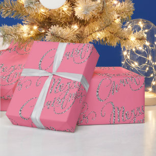 Frohe Weihnachten - Rosa Leopard Print Geschenkpapier