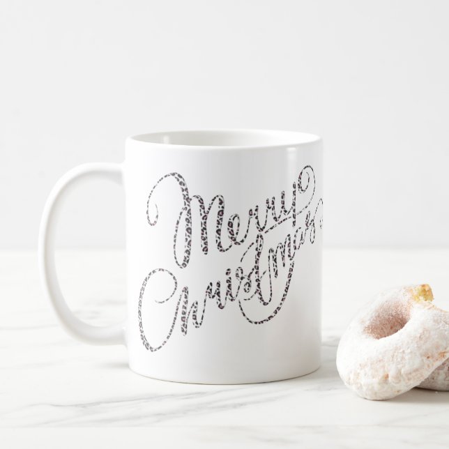 Frohe Weihnachten - Rosa Leopard Print Tasse (Mit Donut)