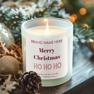 Frohe Weihnachten   Rosa moderne Kerzenetiketten Quadratischer Aufkleber
