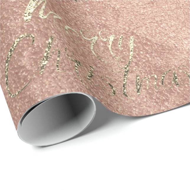 Frohe Weihnachten Rosa Rose Gold Glitzer Peach Imi Geschenkpapier (Rolleneckpunkt)
