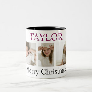 Frohe Weihnachten Rosa Tasse – Eigenes Foto Und Na