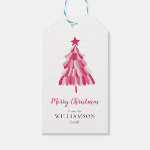 Frohe Weihnachten Rosa Tree modern Geschenkanhänger