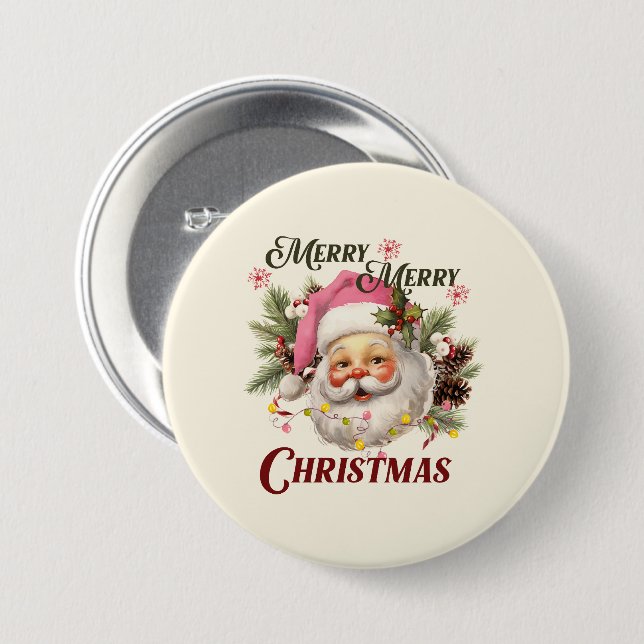 Frohe Weihnachten - Rosa Weihnachten Button (Vorne & Hinten)