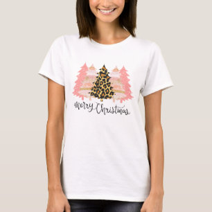 Frohe Weihnachten, rosa Weihnachtsbaumen T-Shirt