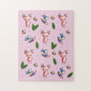 Frohe Weihnachten Rosa Weihnachtsmann Schlitten Pu Puzzle