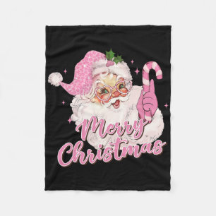Frohe Weihnachten Rosa Weihnachtsmann Vintage Retr Fleecedecke