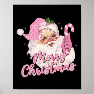 Frohe Weihnachten Rosa Weihnachtsmann Vintage Retr Poster