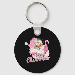 Frohe Weihnachten Rosa Weihnachtsmann Vintage Retr Schlüsselanhänger