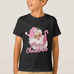 Frohe Weihnachten Rosa Weihnachtsmann Vintage Retr T-Shirt