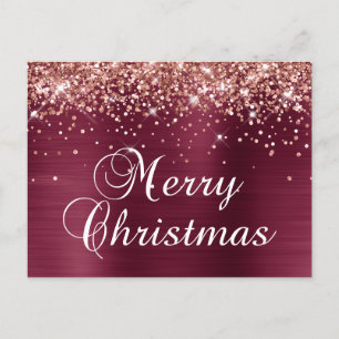 Frohe Weihnachten Rose Gold Glitter Burgunder Foli