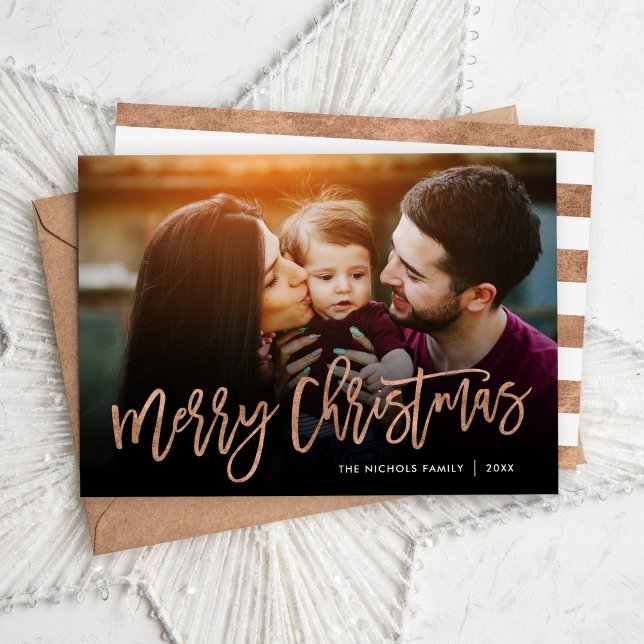 Frohe Weihnachten Rose Gold Script Foto Overlay (Von Creator hochgeladen)