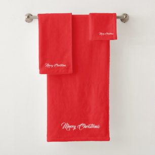 Frohe Weihnachten Rot Badhandtuch Set