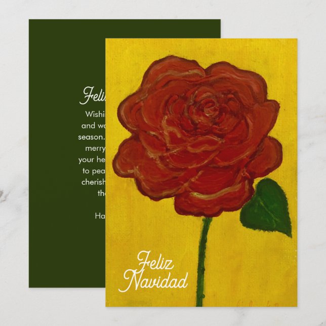 Frohe Weihnachten Rot bemalte Rose (Vorne/Hinten)