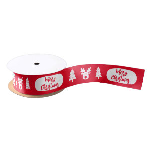 Frohe Weihnachten Rot dekoriert Satin Ribbon Satinband