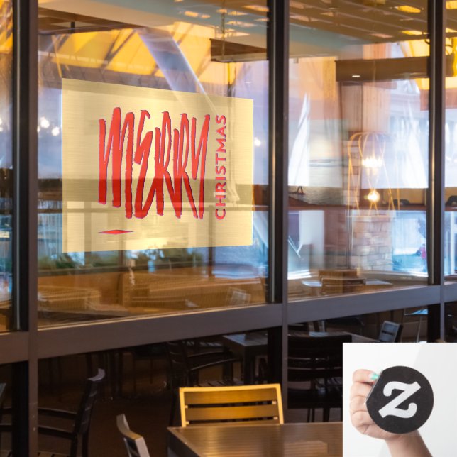 Frohe Weihnachten Rot Elegant Modernes Künstlerisc Fensteraufkleber (Restaurantfenster)