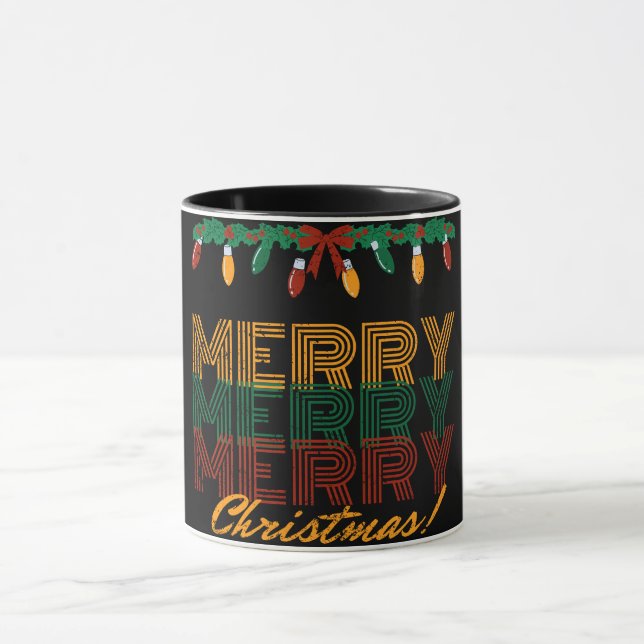 Frohe Weihnachten rot-gelbe Typografie Tasse (Zentrum)
