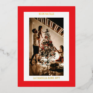 Frohe Weihnachten Rot Gold Einfache Moderne Foto Folien Feiertagskarte