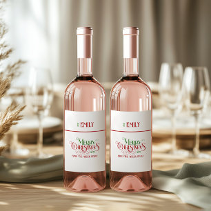 Frohe Weihnachten Rot Grün Extravagante Typografie Weinetikett