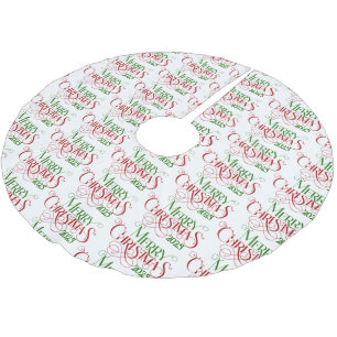 Frohe Weihnachten Rot Grün Festival Retro Typograf Polyester Weihnachtsbaumdecke