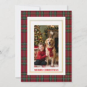 Frohe Weihnachten Rot Grün Kariert Familienfoto Fo
