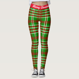 Frohe Weihnachten Rot & Grün Karierte Leggings