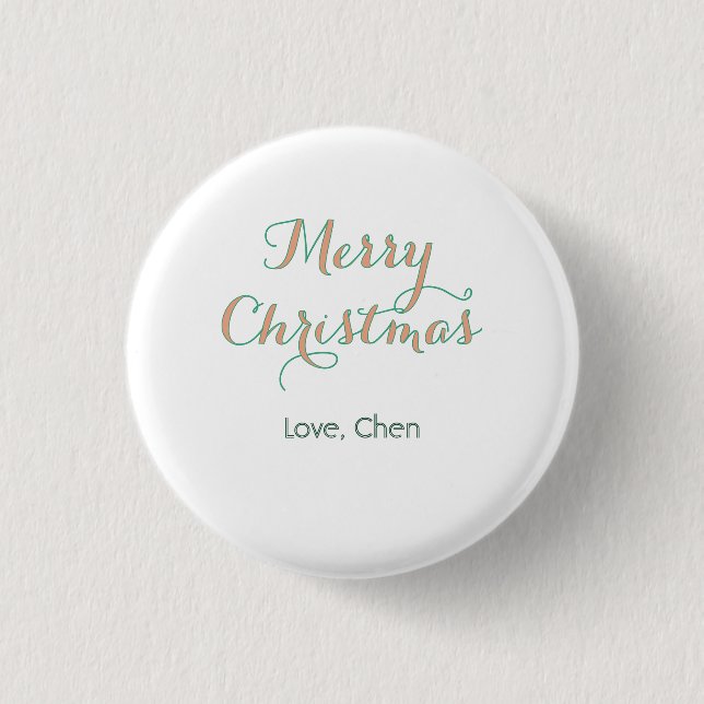 frohe weihnachten rot grün name liebe stilvoll mod button (Vorderseite)