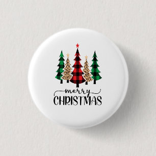Frohe Weihnachten Rot Grün und Schwarz Karierte Bä Button