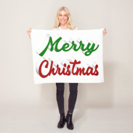 Frohe Weihnachten rot-grüne Schrift Fleecedecke