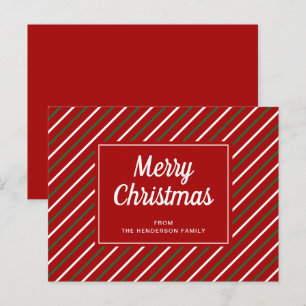 Frohe Weihnachten Rot Grüne Streifen Muster Postka Postkarte