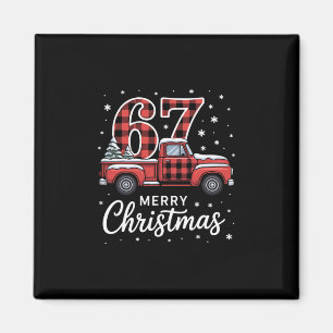 Frohe Weihnachten Rot kariert Lastwagen 67 Weihnac Magnet