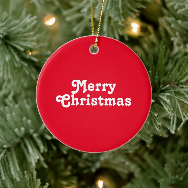 "Frohe Weihnachten" rot Keramik Ornament (Baum)