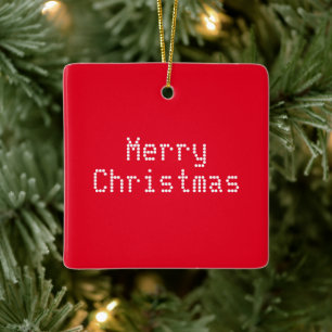 "Frohe Weihnachten" rot Keramikornament