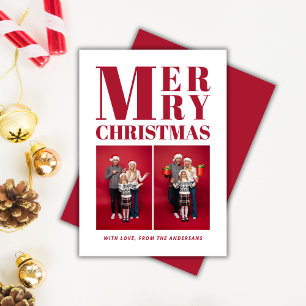 Frohe Weihnachten Rot Minimalistisch Zwei Fotos