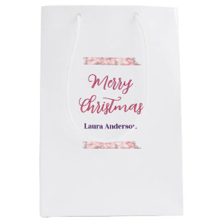 frohe weihnachten rot pink glitzer linien name ret mittlere geschenktüte