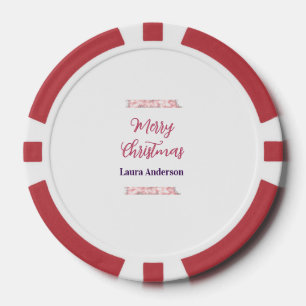frohe weihnachten rot pink glitzer linien name ret pokerchips