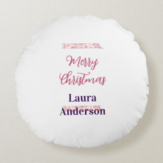 frohe weihnachten rot pink glitzer linien name ret rundes kissen