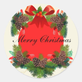 Frohe Weihnachten rot Runder Aufkleber