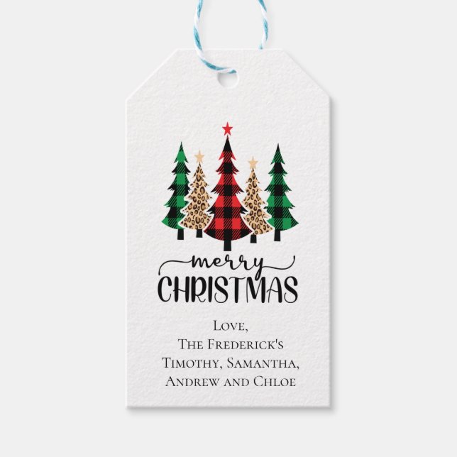 Frohe Weihnachten Rot Schwarz Buffalo Karierter Ba Geschenkanhänger (Vorderseite)