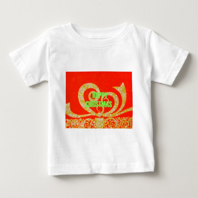 Frohe Weihnachten Rot und Gold Baby T-shirt (Vorderseite)