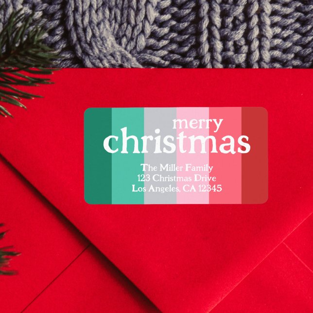 Frohe Weihnachten rot und grün Adressaufkleber (christmas return label)