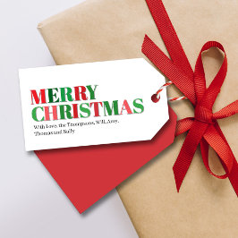 Frohe Weihnachten Rot und Grün Custom Geschenkanhänger