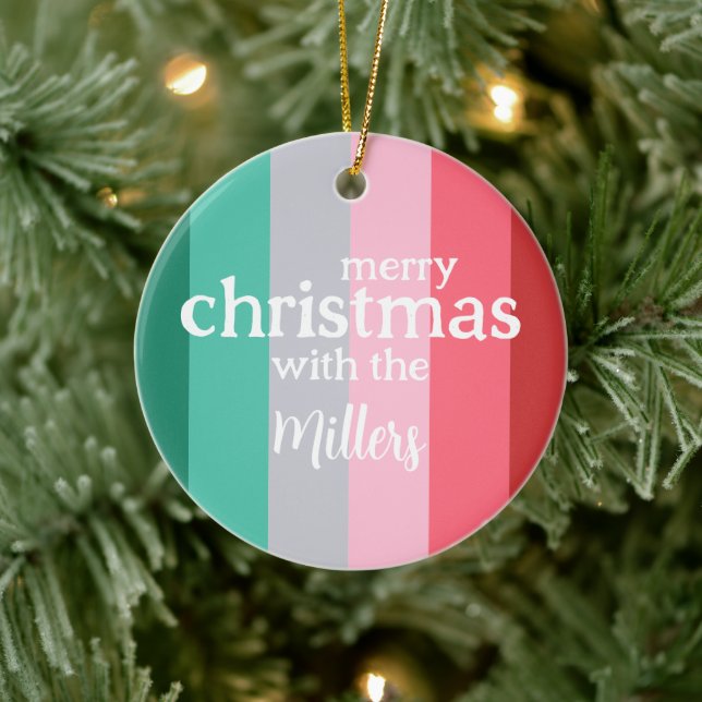 Frohe Weihnachten rot und grün Keramik Ornament (Baum)