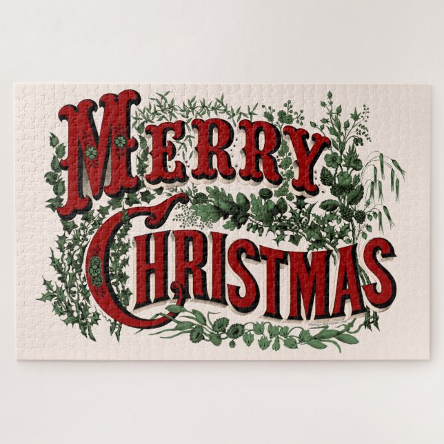 Frohe Weihnachten - Rot und Grün Puzzle (Horizontal)