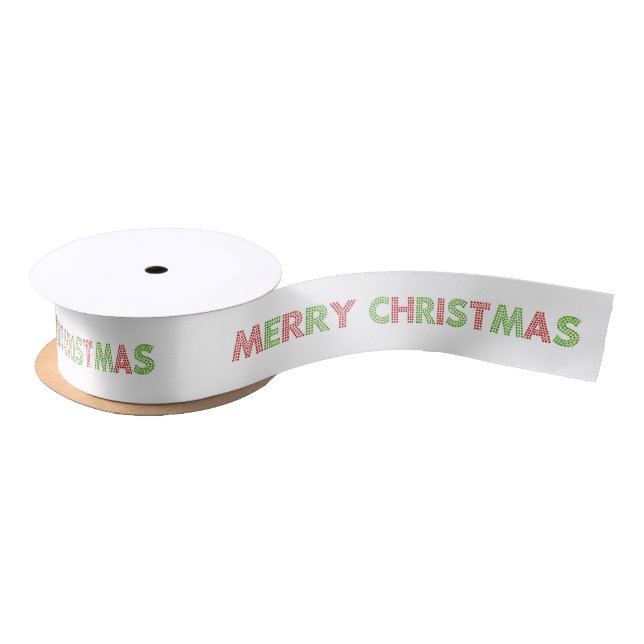 Frohe Weihnachten rot und grün Satin Ribbon Satinband (Spule)