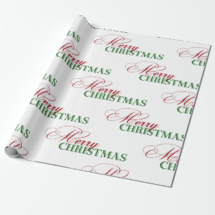 Frohe Weihnachten Rot und Grüne Typografie Geschenkpapier