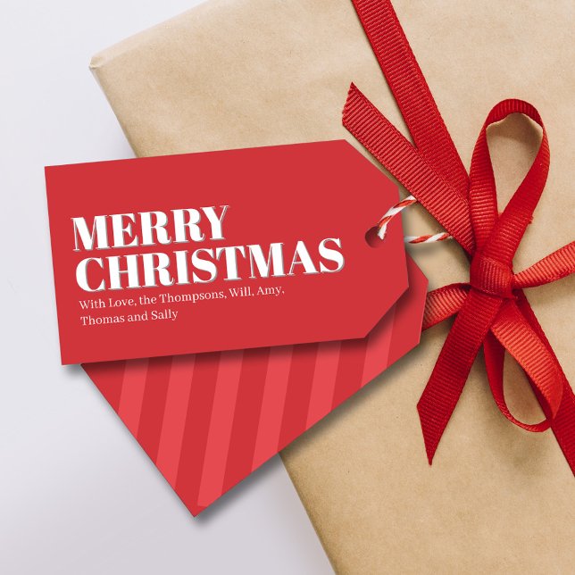 Frohe Weihnachten Rot und Weiß Custom Geschenkanhänger (Merry Christmas red and white gift tag.)