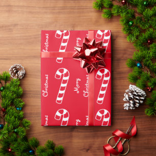 Frohe Weihnachten Rot und Weiß gestreifte Kerzenl Geschenkpapier